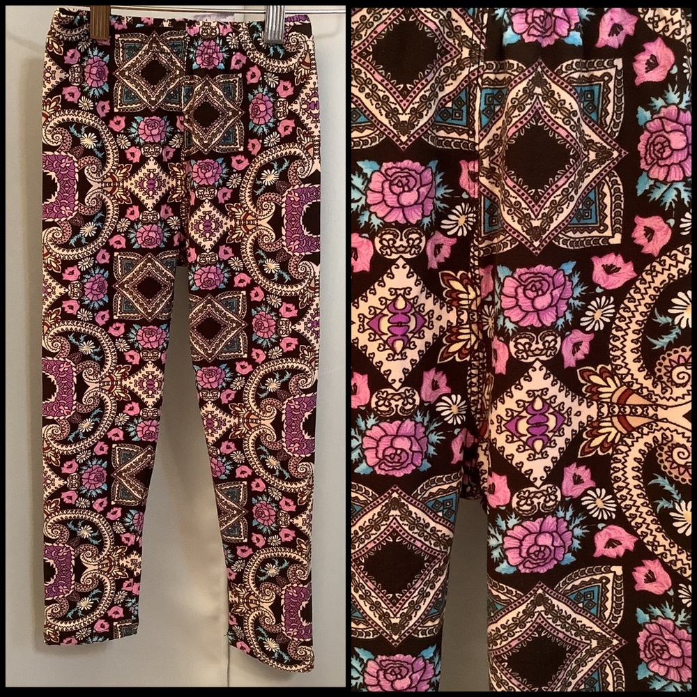 Leggings Kid’s Age 3-5 Purple Jazz Pattern